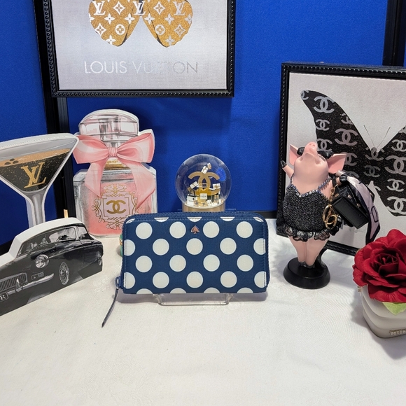 kate spade Handbags - *Kate Spade Joe Large Continental Polka Dot Wallet - Navy And White
